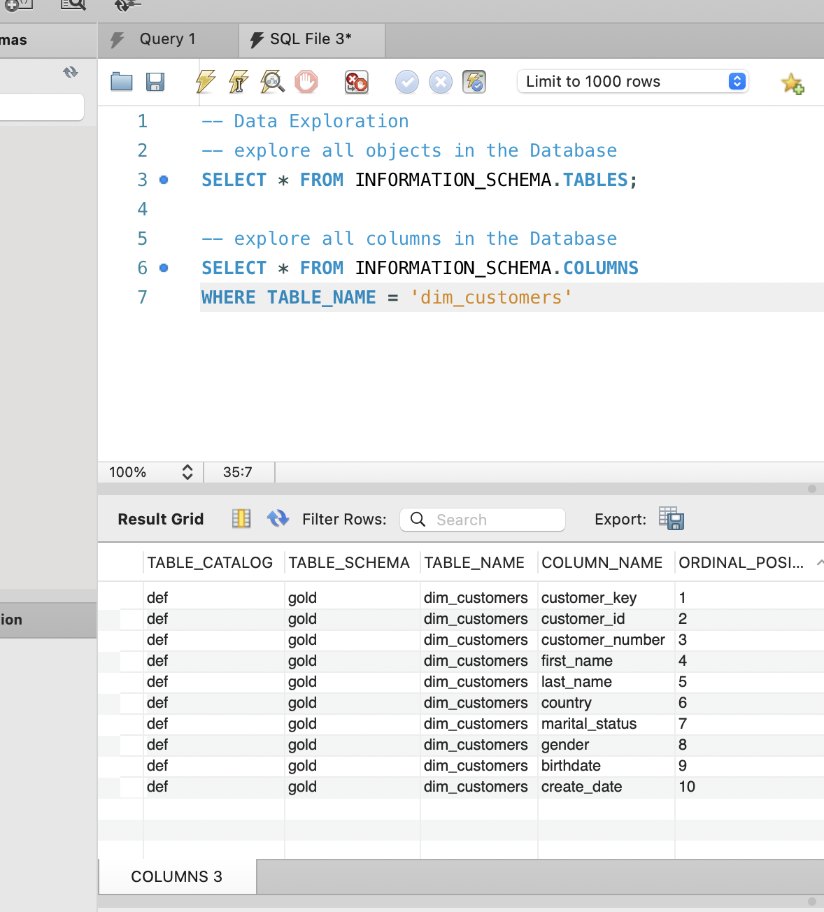 Exploring columns in dim_customers